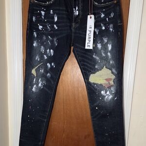 Men's Skinny Jeans - Distressed Dark Blue